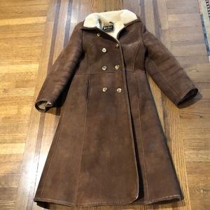 Shearling calf length coat